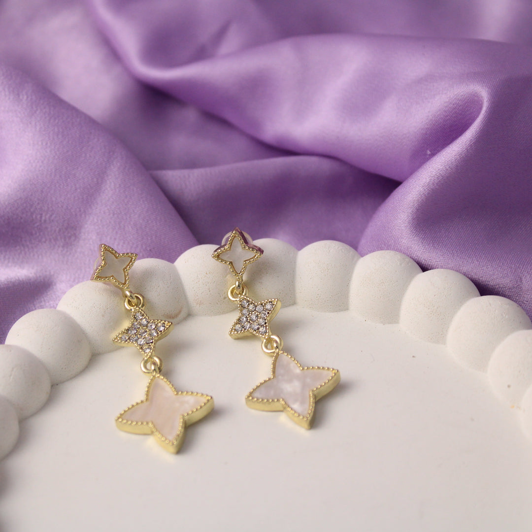 Minimal Starry White Earrings Salty