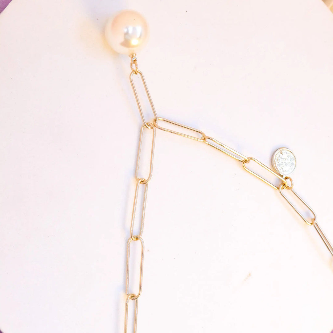 Minimalist Pearl Drop Necklace - Salty Accessories