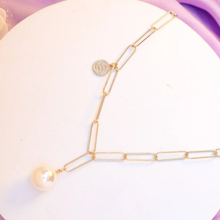 Minimalist Pearl Drop Necklace - Salty Accessories