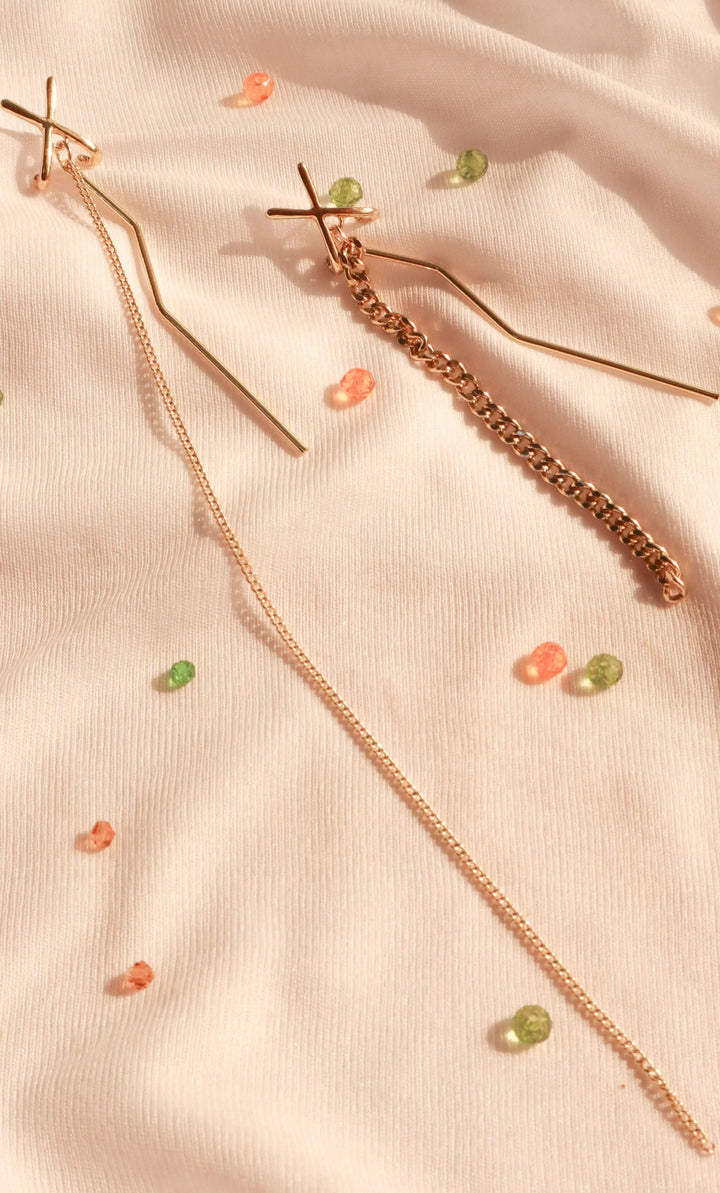Mis Match Long Drop X Earrings - Salty Accessories