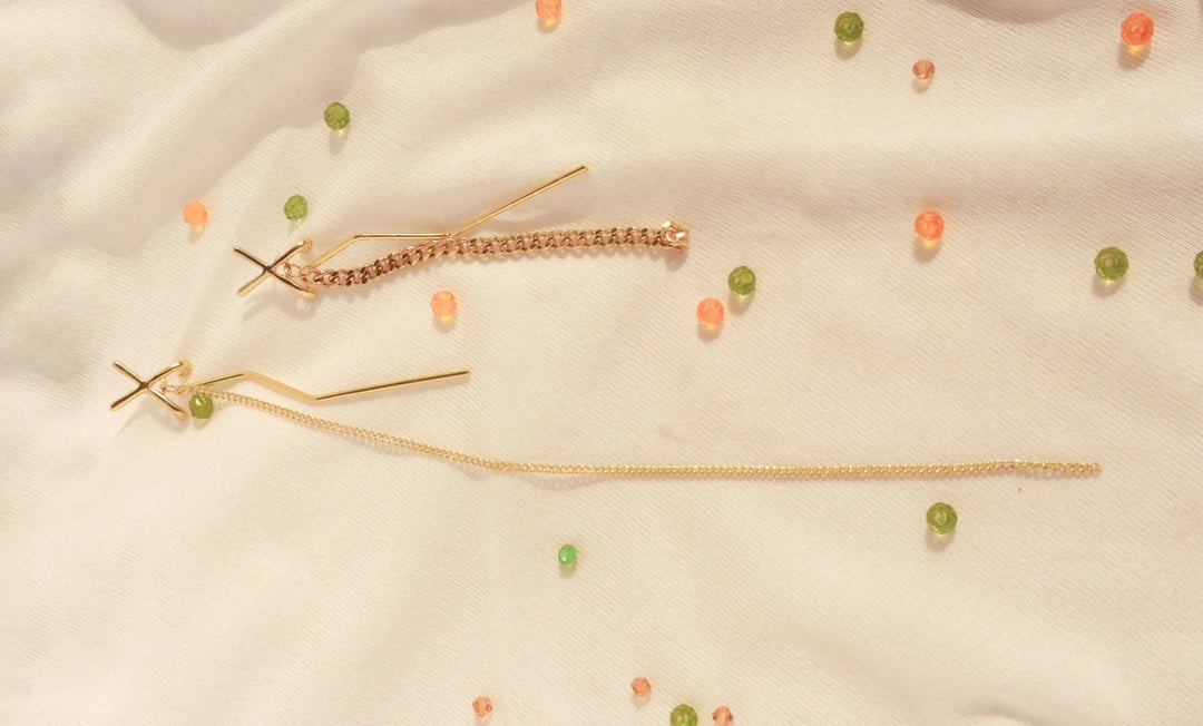 Mis Match Long Drop X Earrings - Salty Accessories