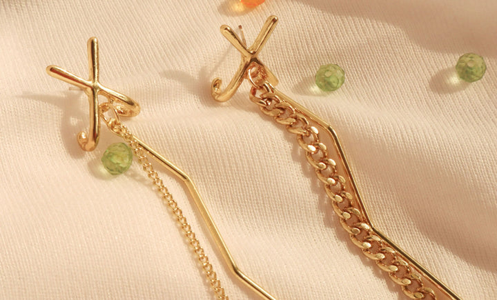 Mis Match Long Drop X Earrings - Salty Accessories