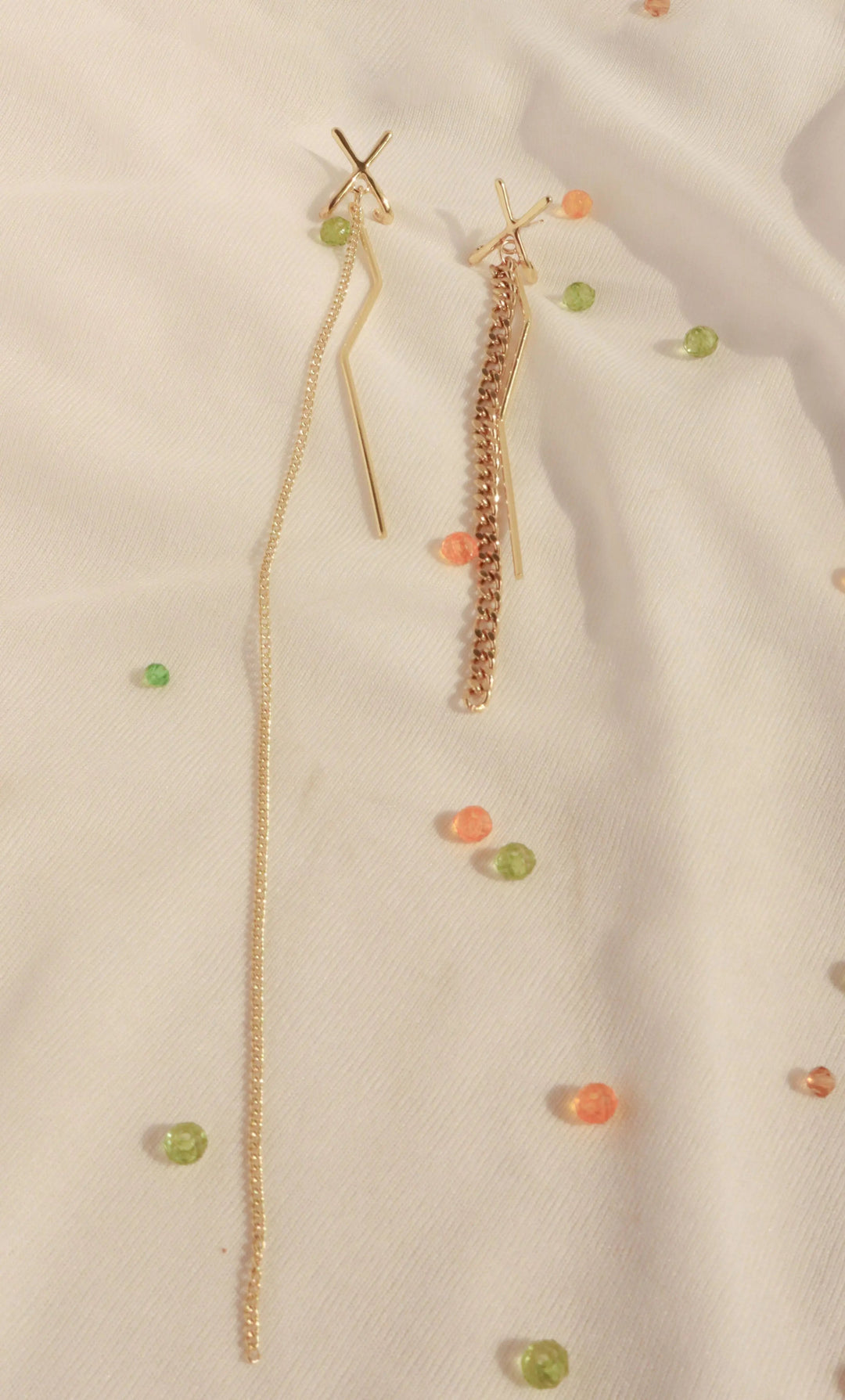 Mis Match Long Drop X Earrings - Salty Accessories