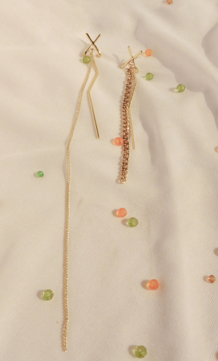 Mis Match Long Drop X Earrings - Salty Accessories
