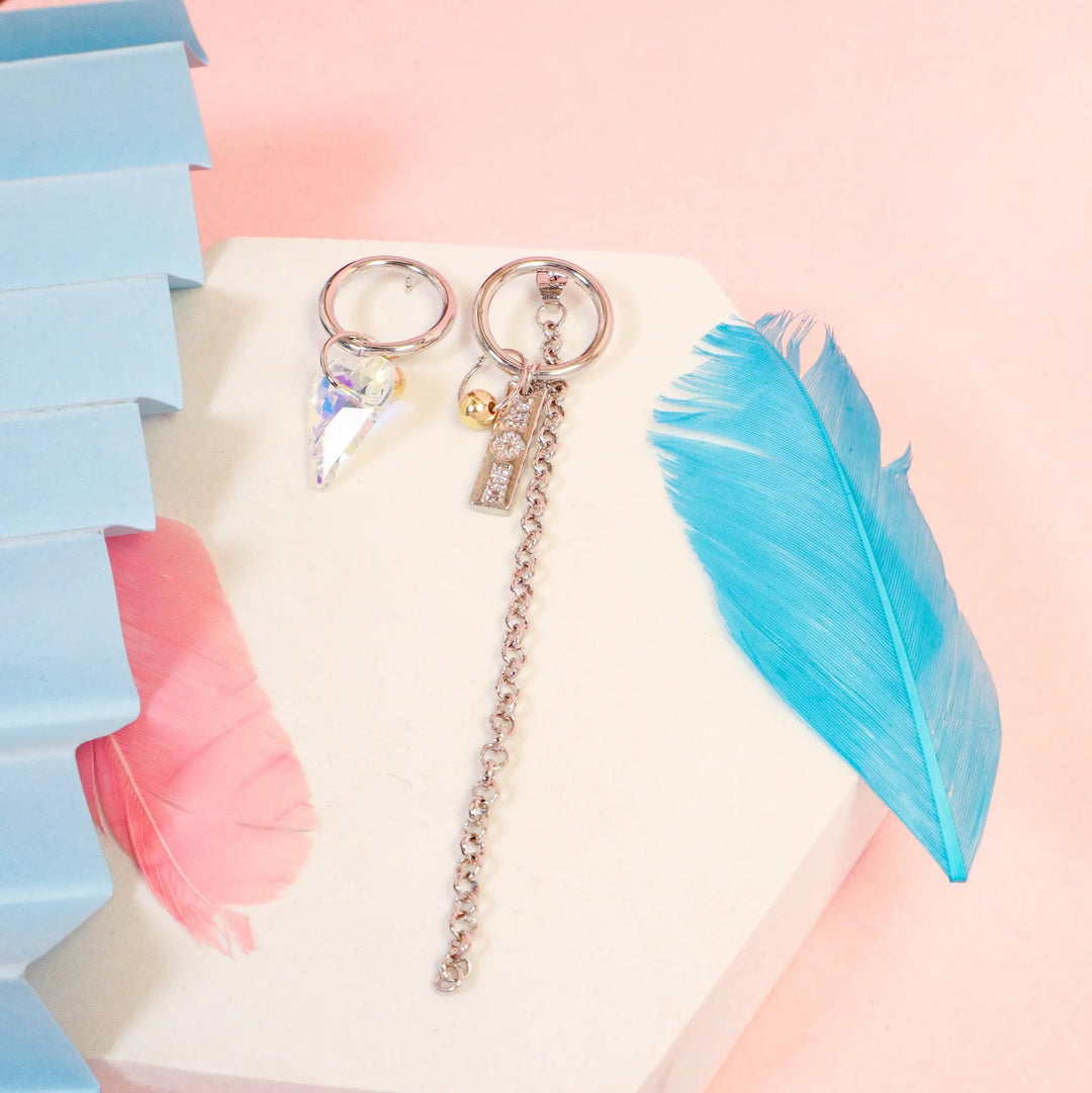 Mis-Matched Silver Chain Hoop - Salty Accessories