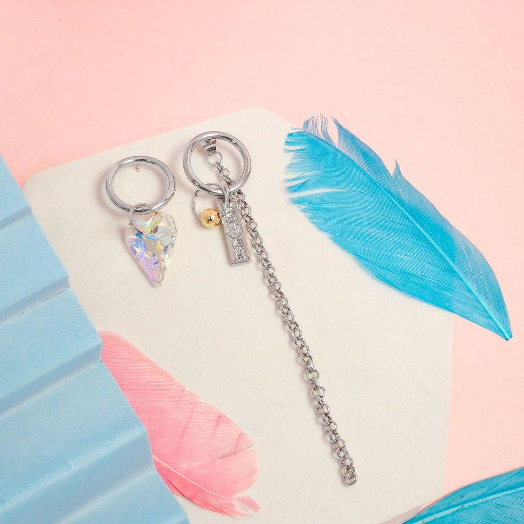 Mis-Matched Silver Chain Hoop - Salty Accessories