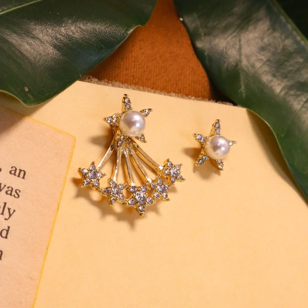 Mis match stars pearl earrings - Salty Accessories