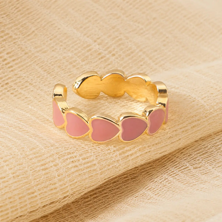 Mocha Me Hearts Ring - Pink | Salty