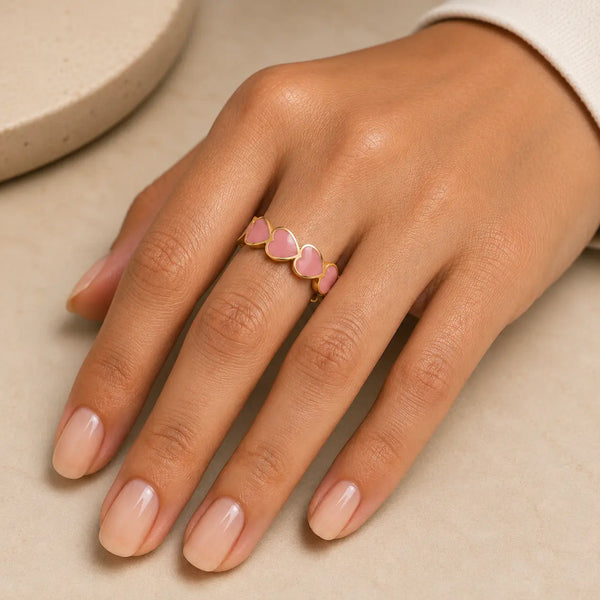 Mocha Me Hearts Ring - Pink