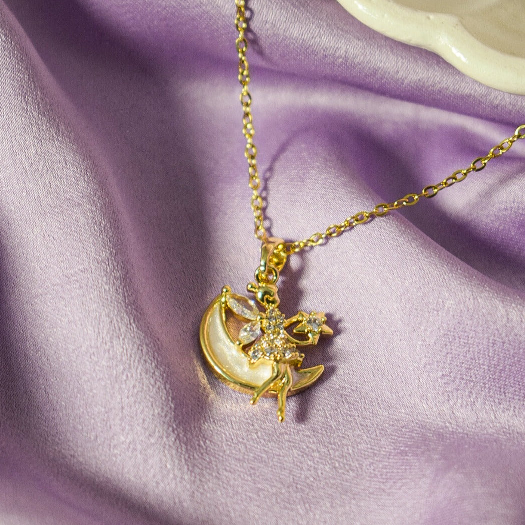 Moon Angel Golden Necklace
