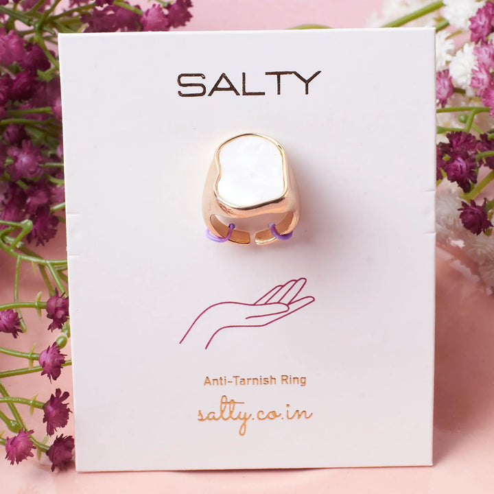 Mother Of Pearl Enamel Ring | Salty