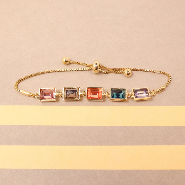 Multi Colour Glass Crystal Bracelet - Gold - Salty Accessories