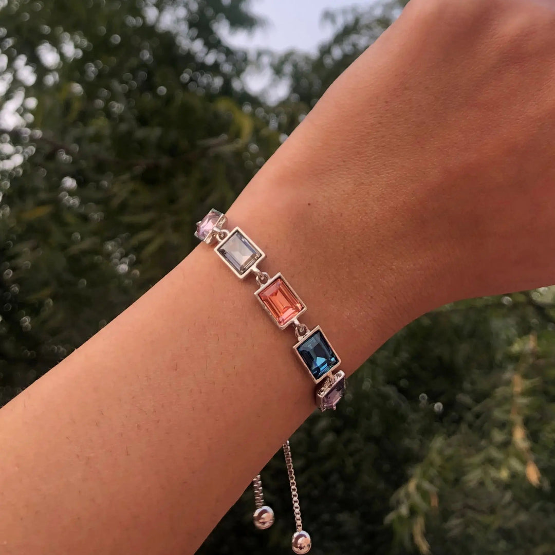 Multi Colour Glass Crystal Bracelet - Salty Accessories