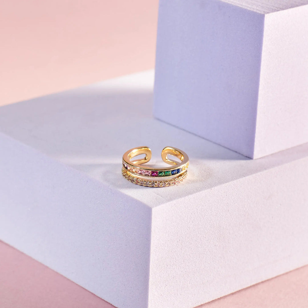 Multi-Hued Crystal Ring | Salty