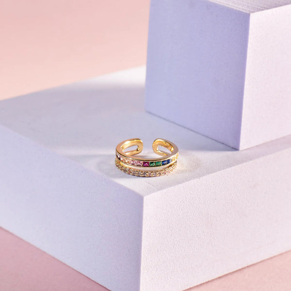 Multi-Hued Crystal Ring