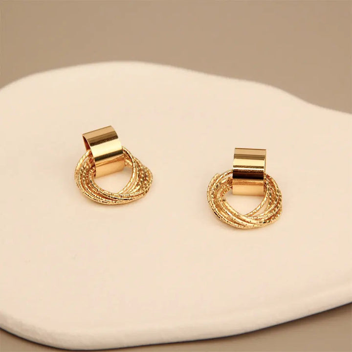 Multi Circle Ring Dangle Gold Stud Earrings - Salty Accessories