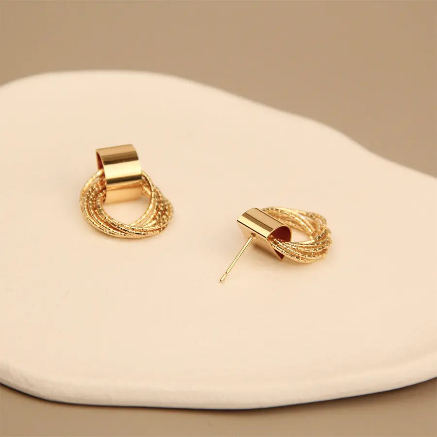 Multi Circle Ring Dangle Gold Stud Earrings - Salty Accessories