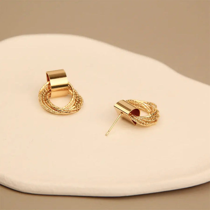 Multi Circle Ring Dangle Gold Stud Earrings - Salty Accessories