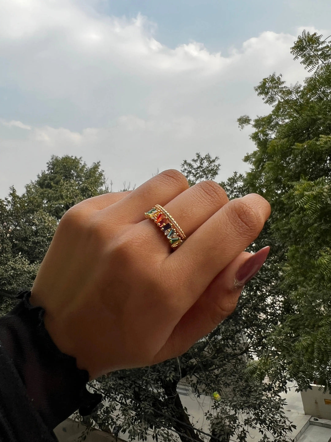 Multicolor stacked Illusion Gold Ring - Salty Accessories