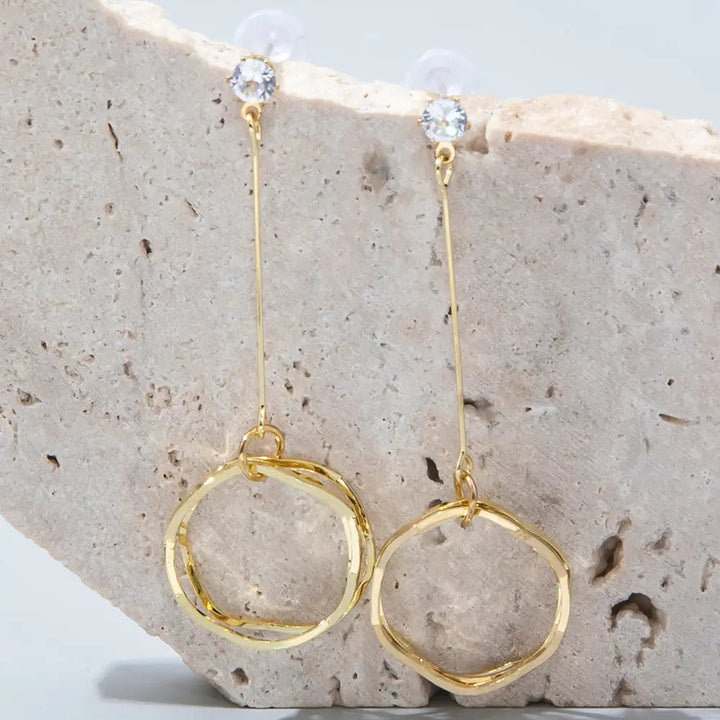 Multilayer Round Circle Textured Dangling Tassel Drop Earrings