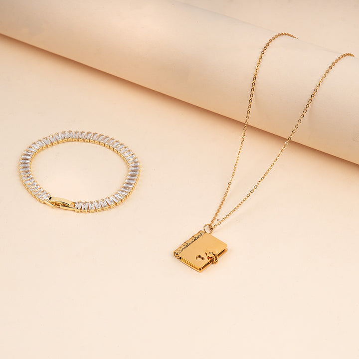 Love Chapter Necklace and Tennis Bracelet Combo