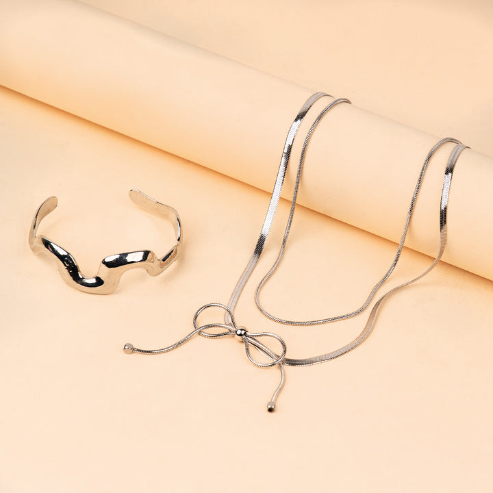 Eternal Bow Necklace and Stylish Ring Combo