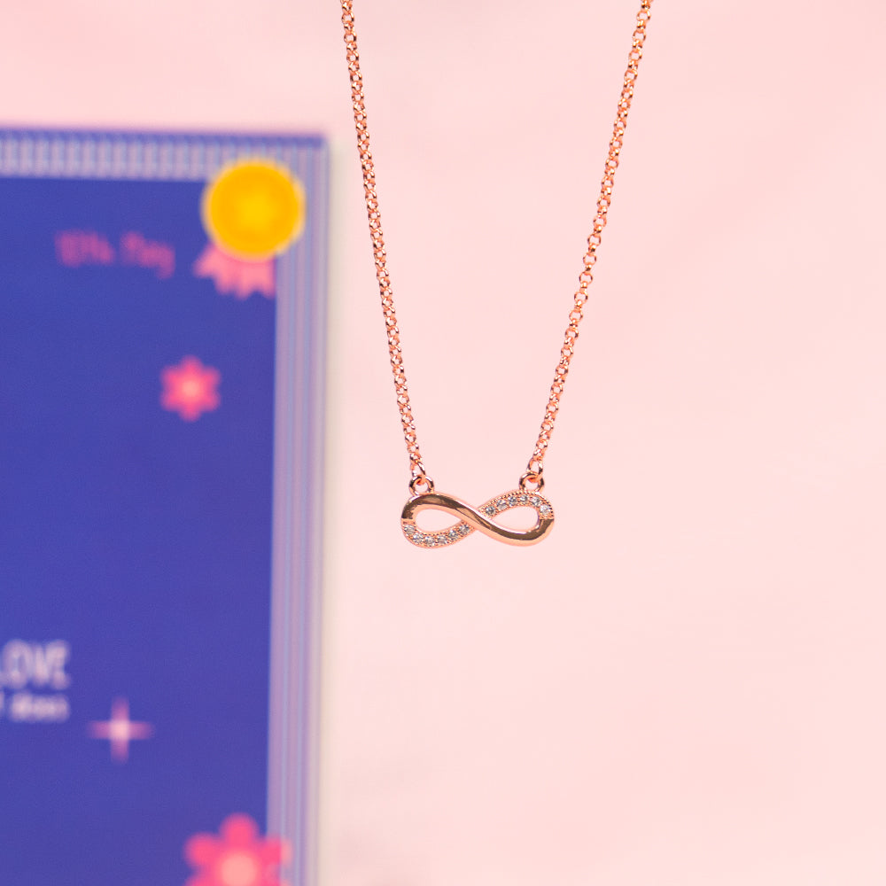 Infinity Mother's Love Golden Crystal Necklace and Bracelet | Salty
