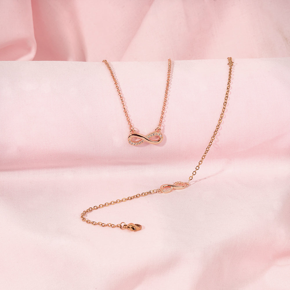 Infinity Mother's Love Golden Crystal Necklace and Bracelet | Salty