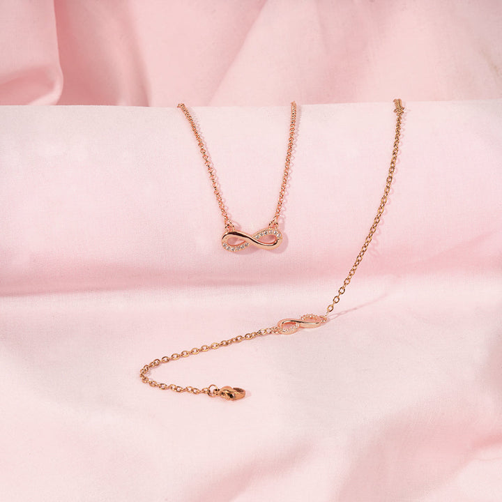 Infinity Mother's Love Golden Crystal Necklace and Bracelet | Salty