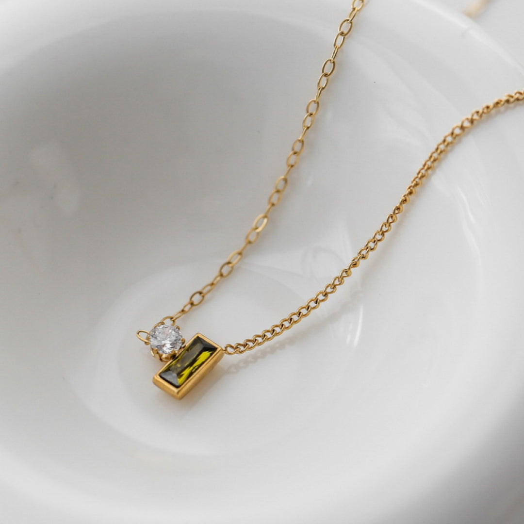 Emerald Heart Necklace &amp; Bangle Set