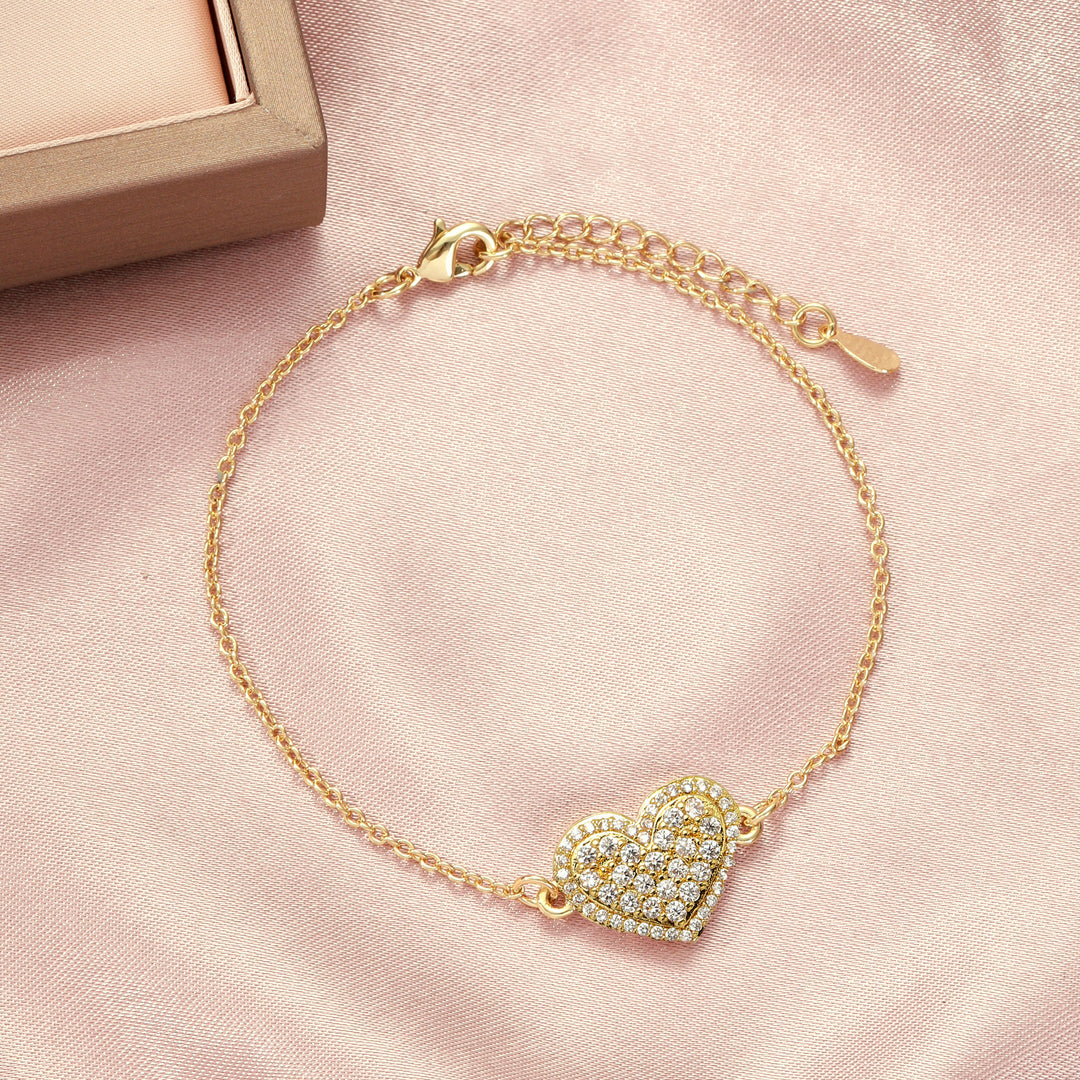Double Heart Necklace &amp; Charm Bracelet Set
