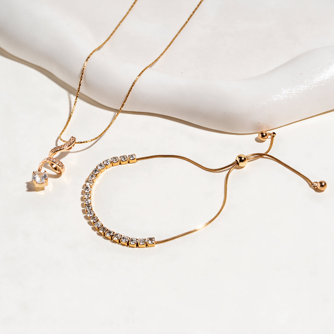 Electric Mark Necklace And Bracelet Set