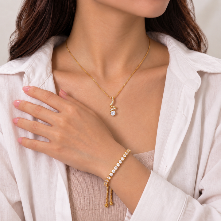 Electric Mark Necklace And Bracelet Set