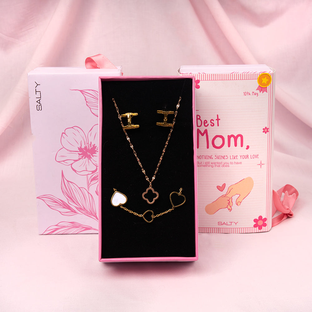 Timeless Love & Luck for Mom – Clover Jewellery Gift Set For Mothers | Salty