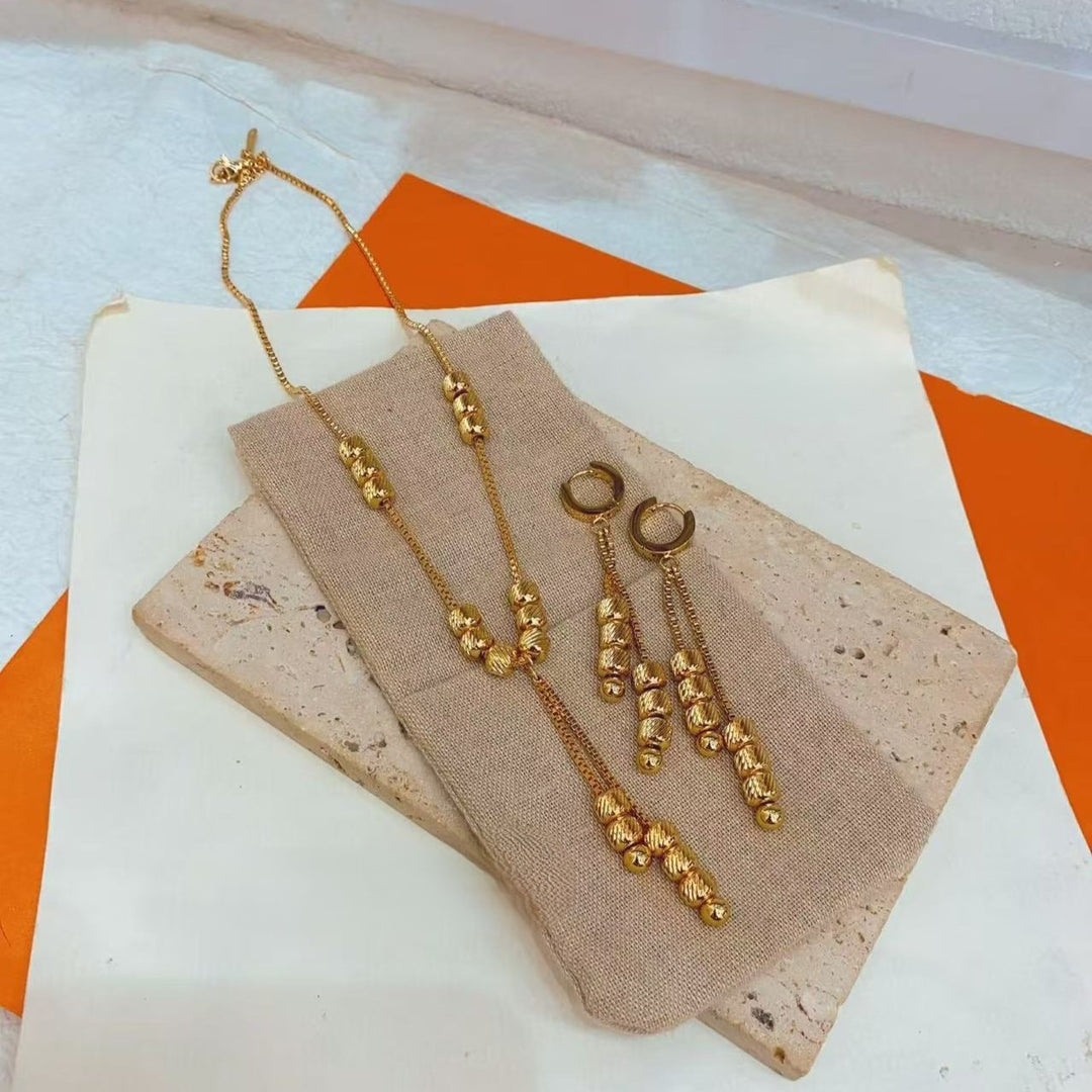 Gold Rush Bead Drip Jewellery Set (Necklace + Earring)