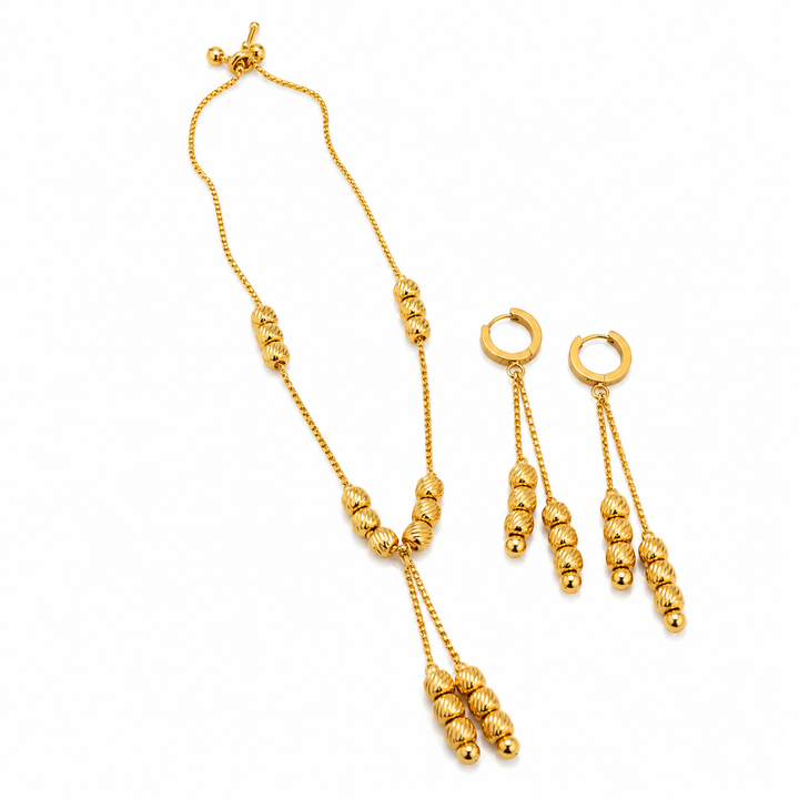 Gold Rush Bead Drip Jewellery Set (Necklace + Earring)