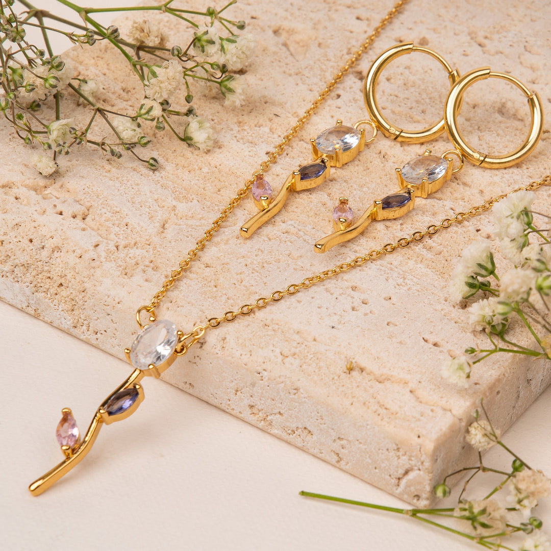 Velisse Drop Earrings & Necklace set - Multicolor | Salty