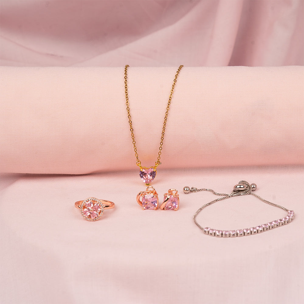 All-in-One Jewellery Gift Set for Mom – Soft Pink Crystal Collection For Mothers | Salty