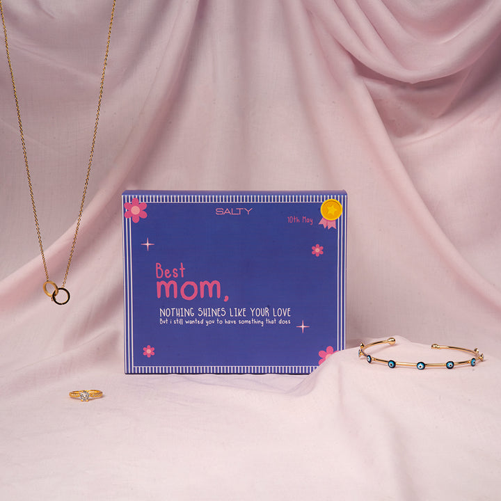 Special Love Knot Necklace, Sparkle Diamond Ring & Evil Eye Bracelet for Mothers