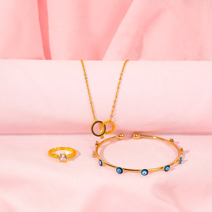 Special Love Knot Necklace, Sparkle Diamond Ring & Evil Eye Bracelet for Mothers