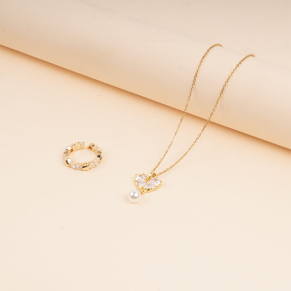 Studded Necklace and Ring Combo