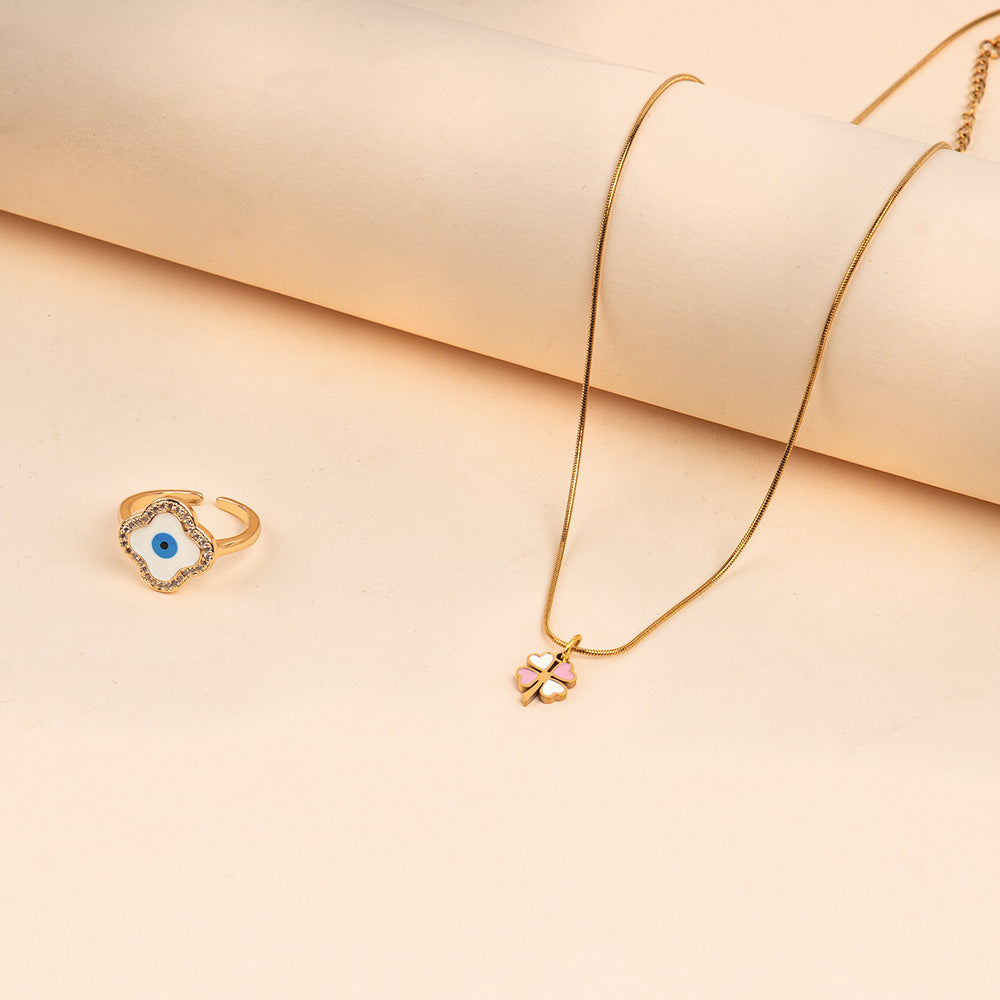 Blush Blossom Necklace and Ring Set