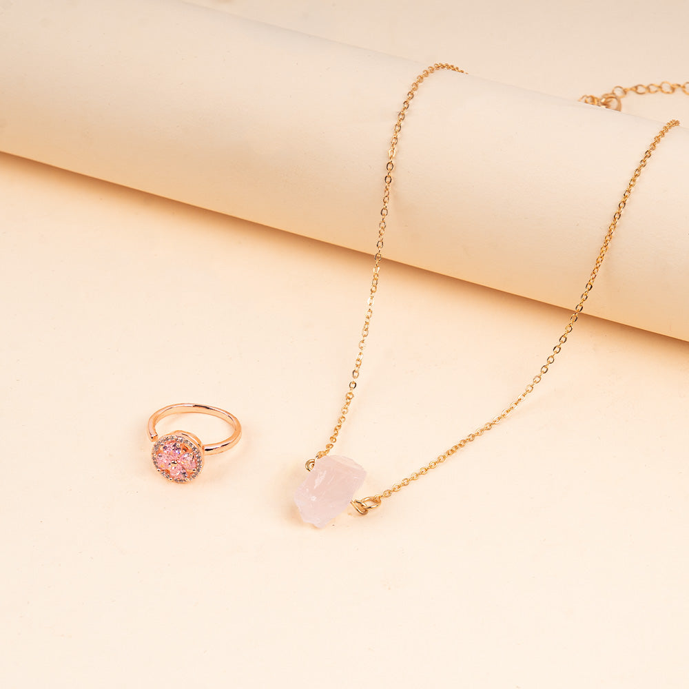 Think Crystal Necklace and Ring Combo