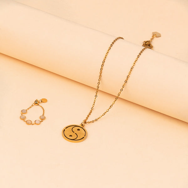 Radiant Chain Ring and Yin Yang Necklace Combo