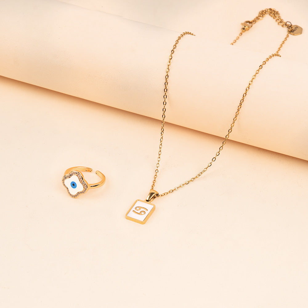 Cosmic Cancer Guardian Necklace and Ring Set