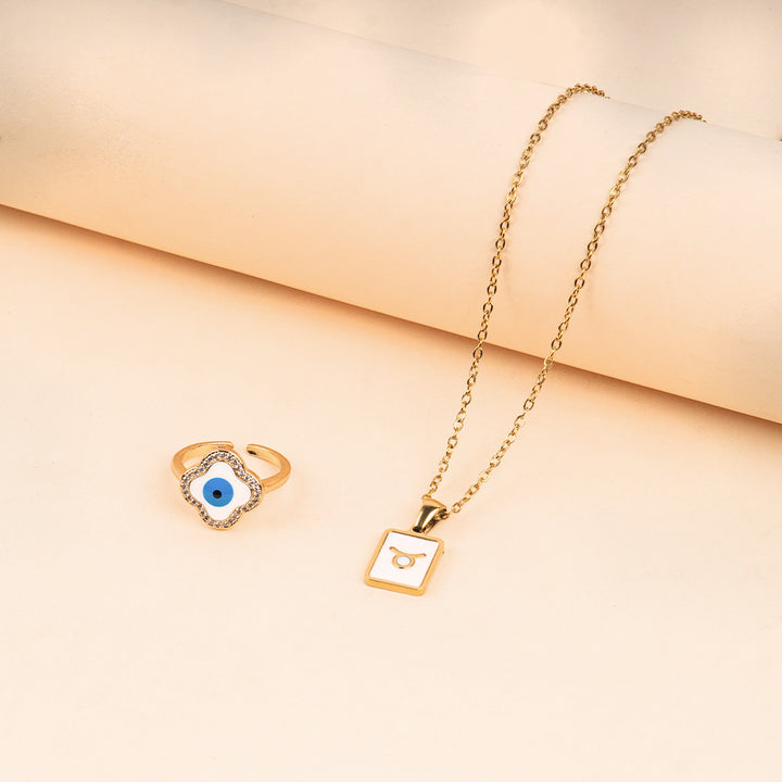 Cosmic Taurus Guardian Necklace and Ring Set