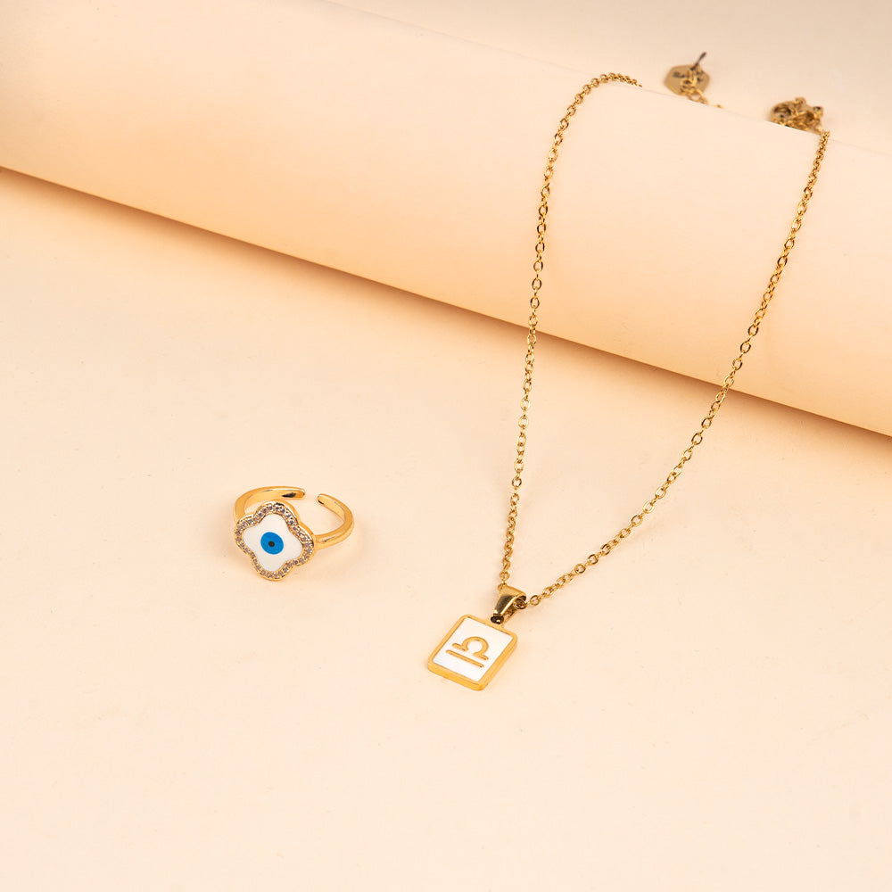 Cosmic Libra Guardian Necklace and Ring Set