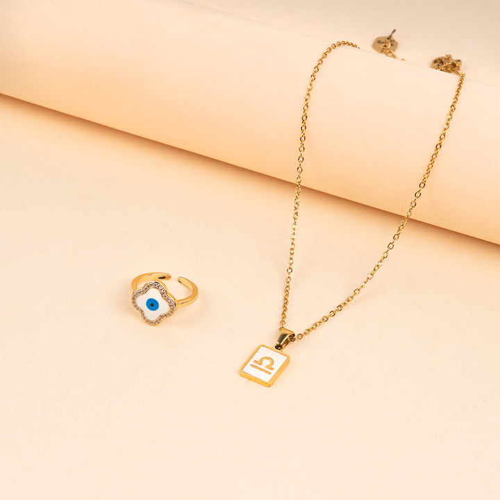 Cosmic Libra Guardian Necklace and Ring Set