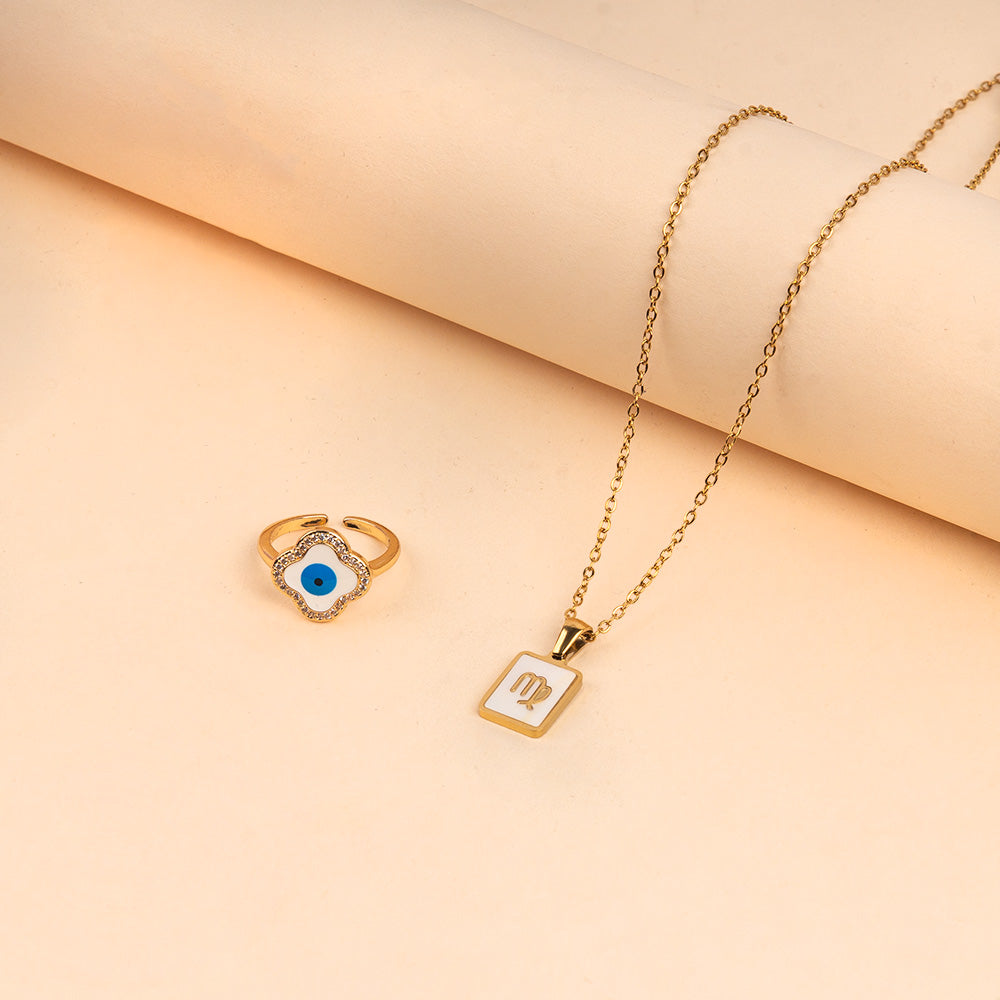 Cosmic Virgo Guardian Necklace and Ring Set