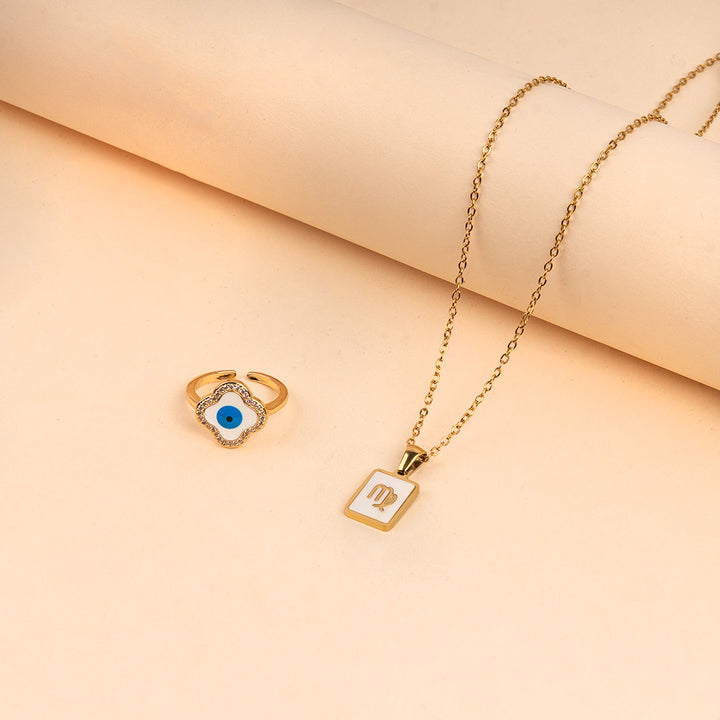 Cosmic Virgo Guardian Necklace and Ring Set